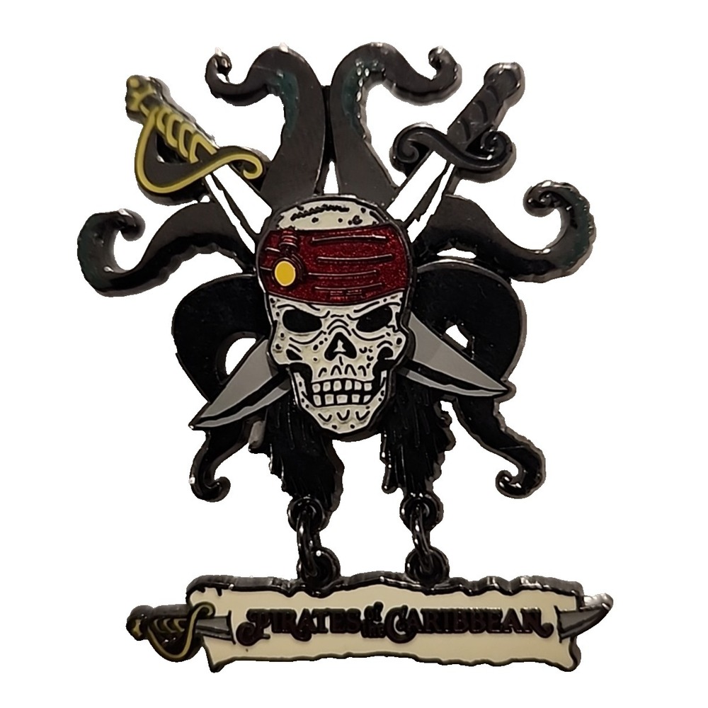 Disney Pin Pirates‎ of the Caribbean Skull Crossed Swords Tentacles Dangle 47080